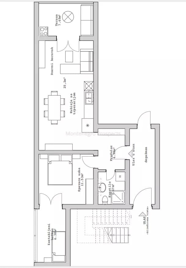 Jednosoban stan u centru Budve