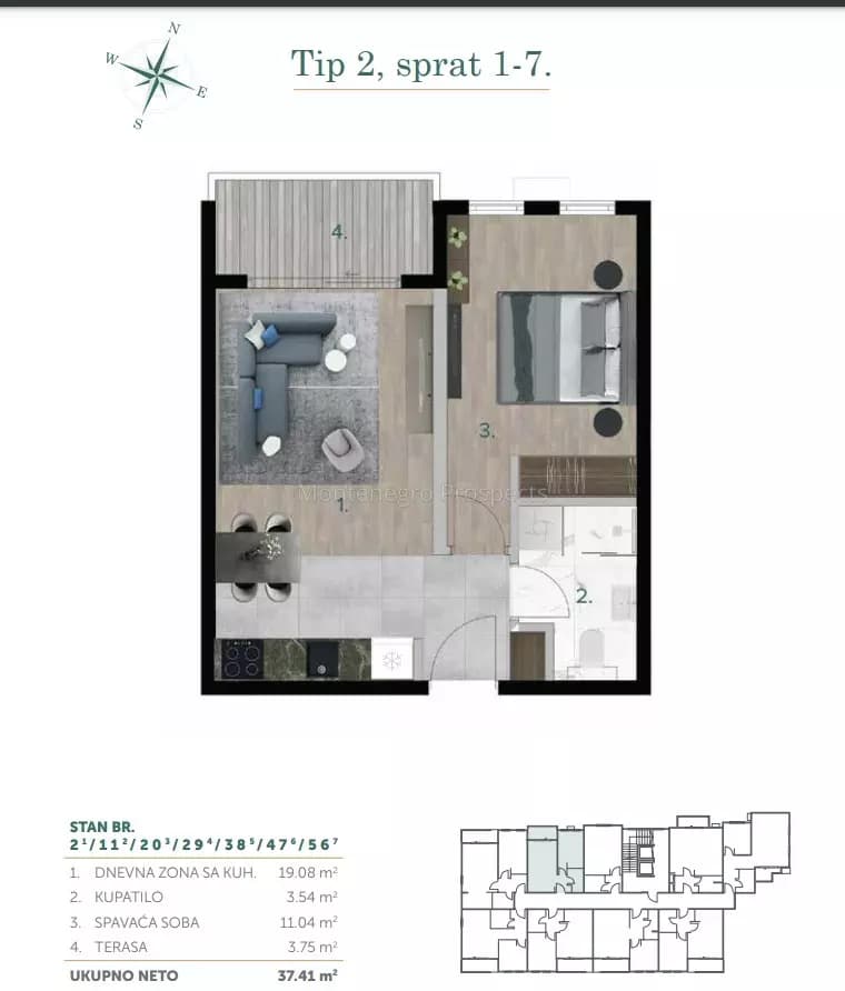 Nova stambena zgrada sa stanovima, udaljena 600m od centra Bara